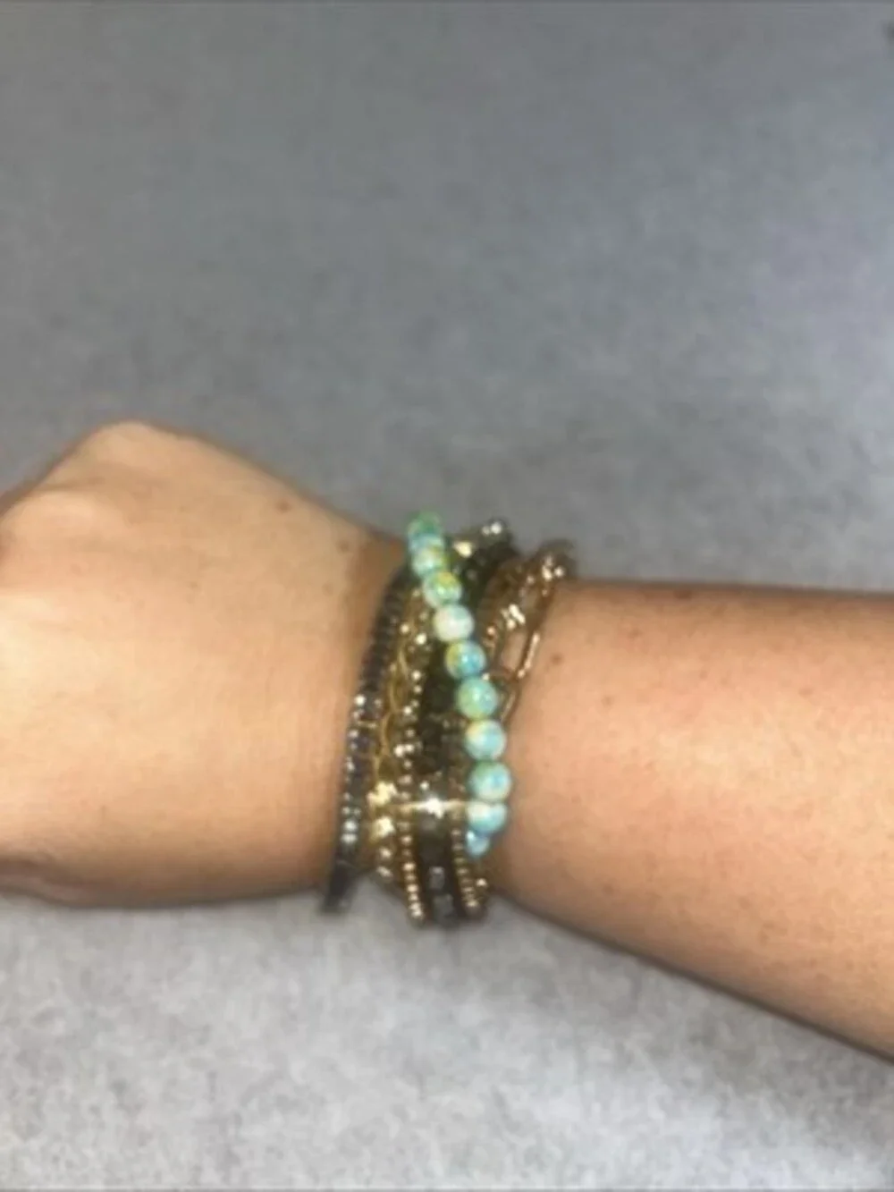 VICTORIA EMERSON Gold Tone, Mixed Materials Layered Design Bracelet - Picture 6 of 7